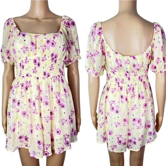 Princess Polly Pants - Princess Polly Yellow Purple Floral Print Lightweight Summer Romper